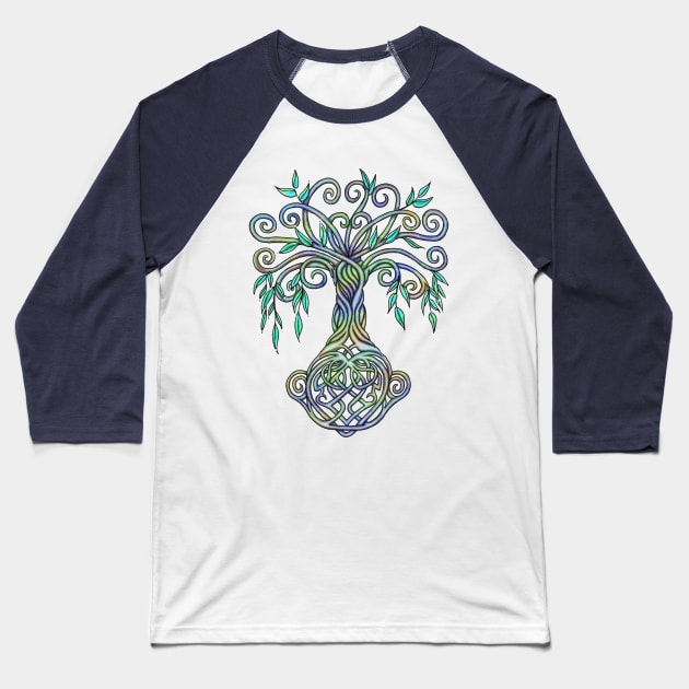 Celtic Tree of Life Multi Colored Baseball T-Shirt by Astrablink7